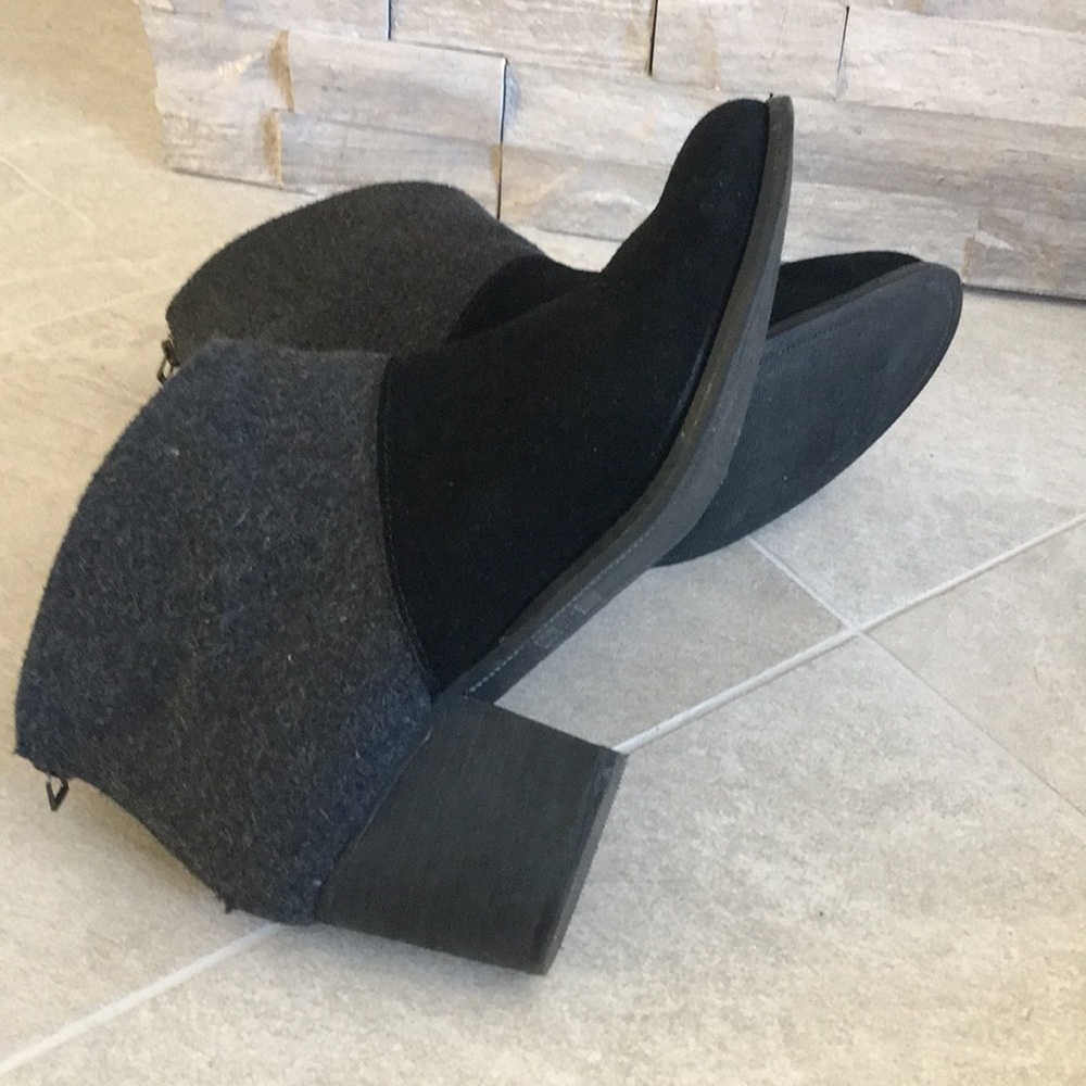 Toms Black Grey Anklet Booties
